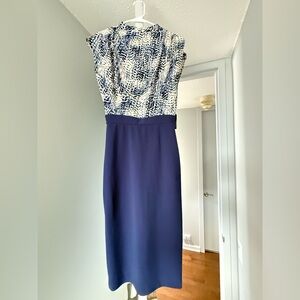 Express Navy and White Midi Dress